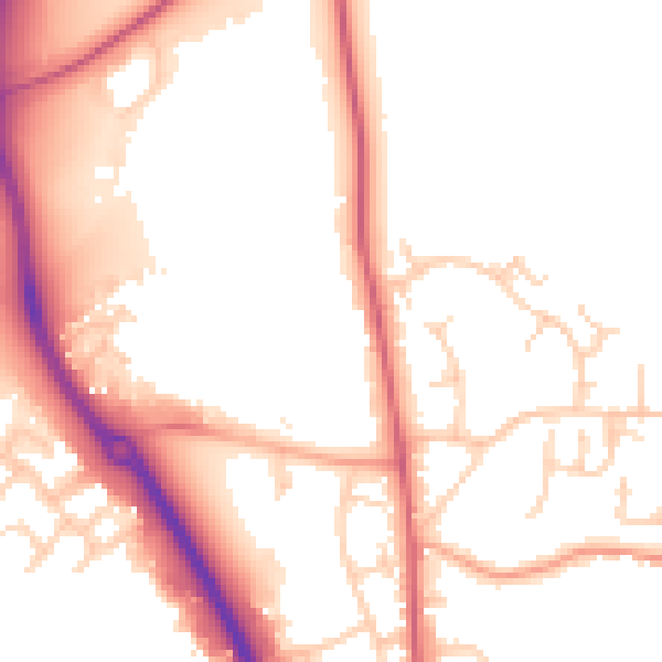 Daytime road noise heatmap for SG1 4TT