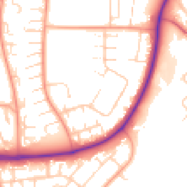 Daytime road noise heatmap for SG1 5HB