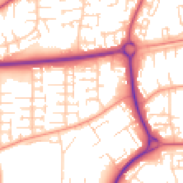 Daytime road noise heatmap for SG1 5LG