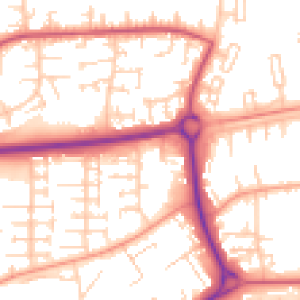 Daytime road noise heatmap for SG1 5NU