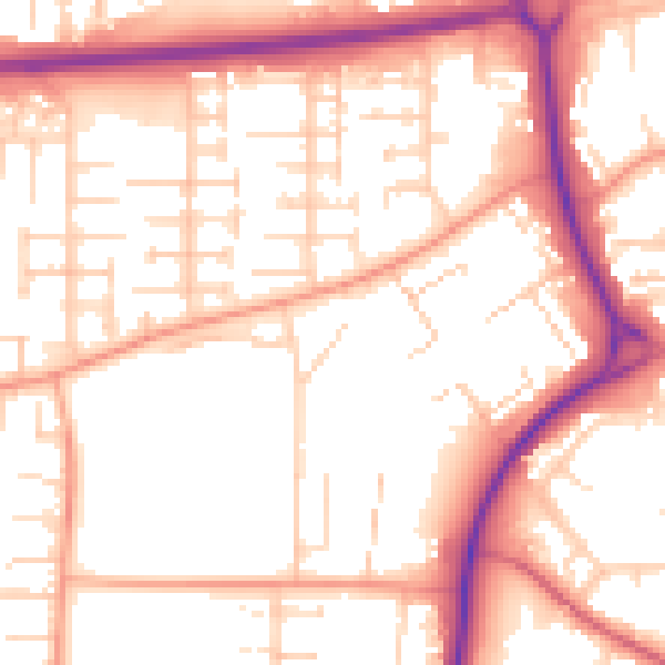 Daytime road noise heatmap for SG1 5PJ