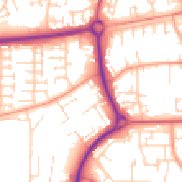 Daytime road noise heatmap for SG1 5PT