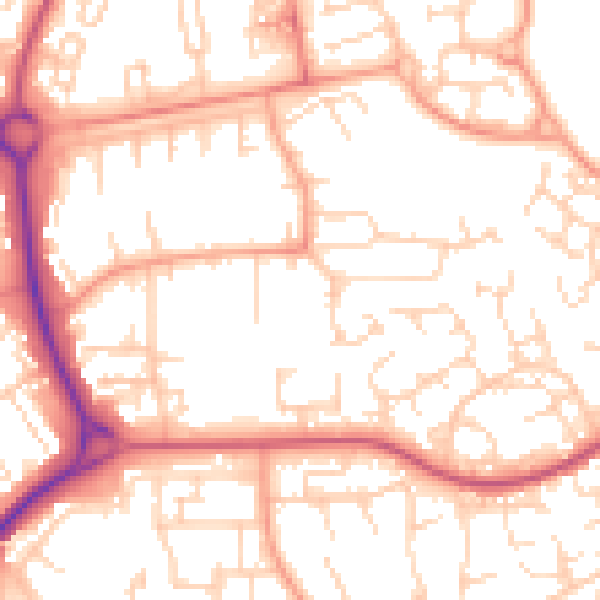Daytime road noise heatmap for SG1 5TA