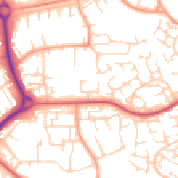 Daytime road noise heatmap for SG1 5TT