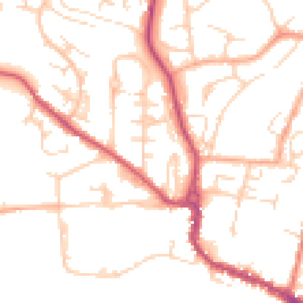 Daytime road noise heatmap for SG12 0BT