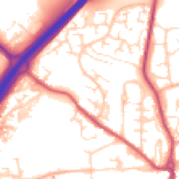 Daytime road noise heatmap for SG12 0BZ