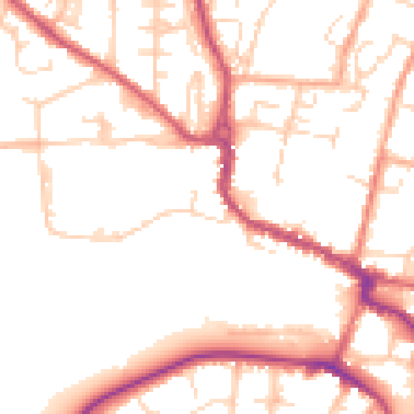 Daytime road noise heatmap for SG12 0DA