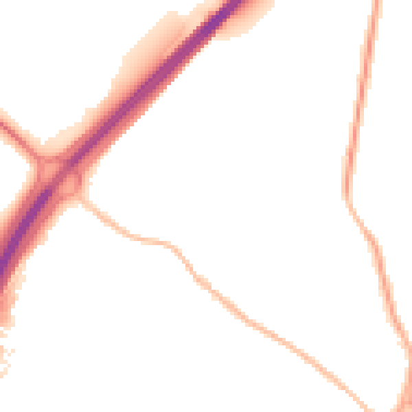 Night-time road noise heatmap for SG12 0DN
