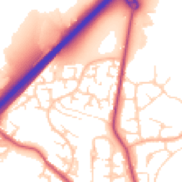 Daytime road noise heatmap for SG12 0XE