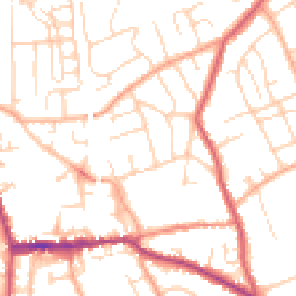 Daytime road noise heatmap for SG18 0DB