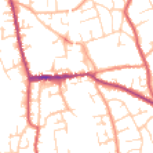 Daytime road noise heatmap for SG18 0LJ