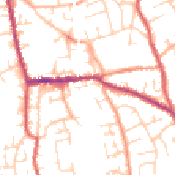 Daytime road noise heatmap for SG18 8JA