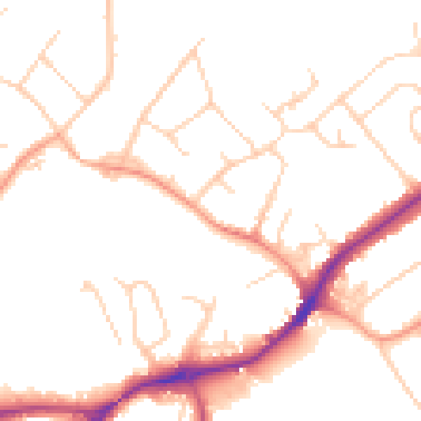 Daytime road noise heatmap for SG4 0BX