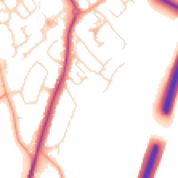 Daytime road noise heatmap for SG7 6FH