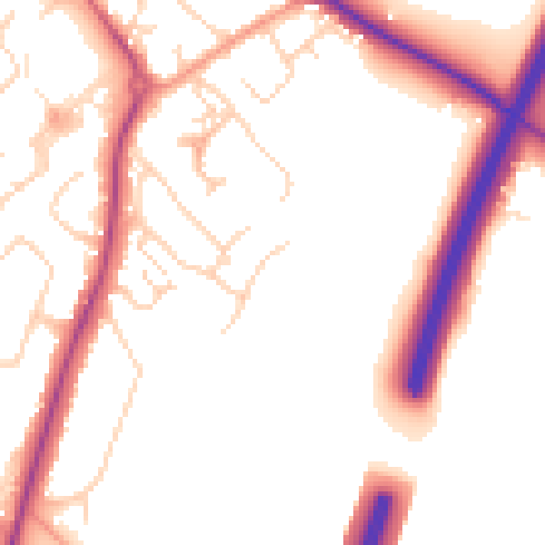 Daytime road noise heatmap for SG7 6LP