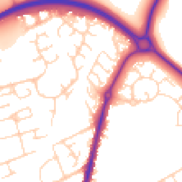 Daytime road noise heatmap for SG8 7DR