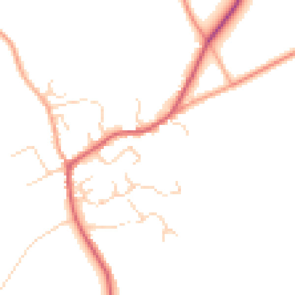 Daytime road noise heatmap for SG8 7WA