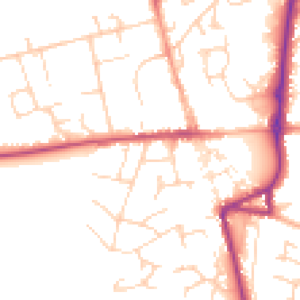Daytime road noise heatmap for SG8 9BT