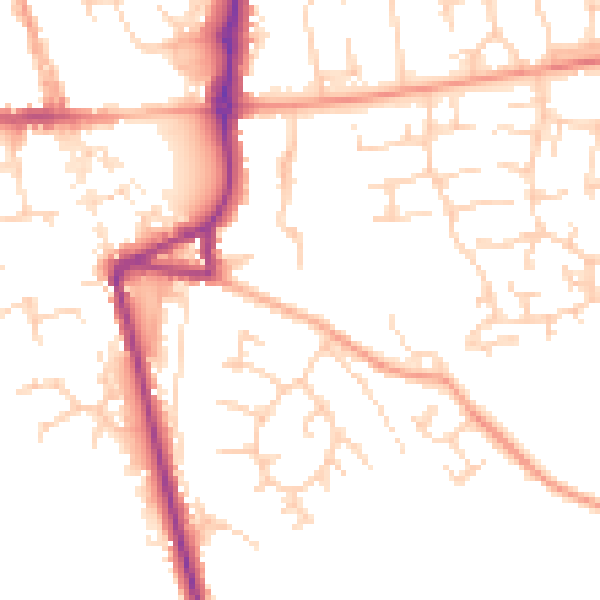 Daytime road noise heatmap for SG8 9GF