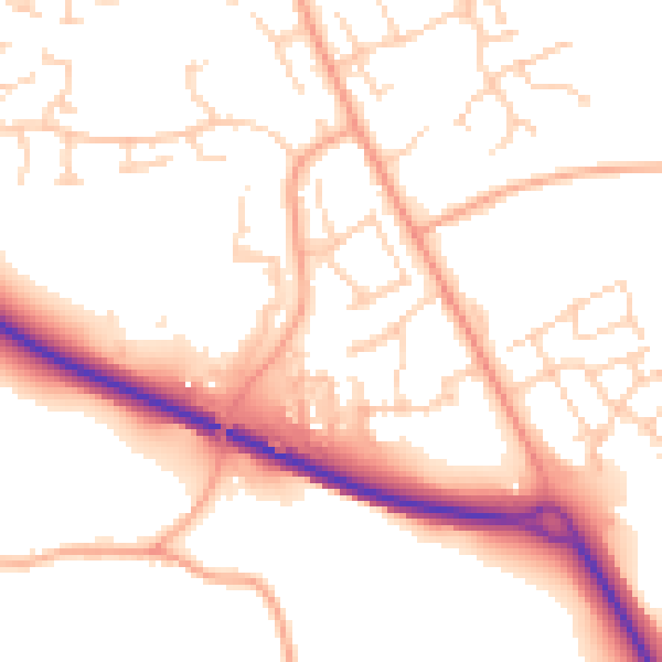Daytime road noise heatmap for SG9 9XF
