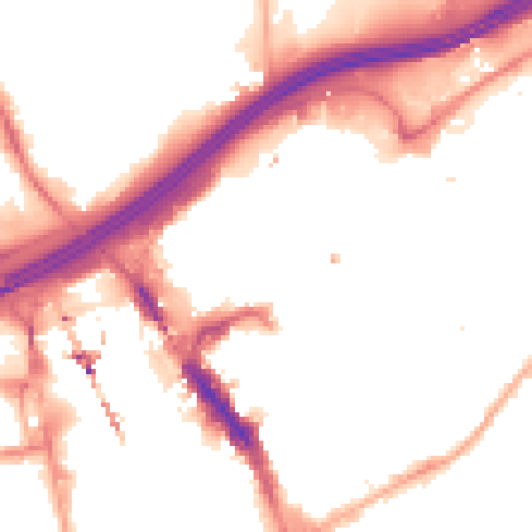 Night-time road noise heatmap for SK1 1PD