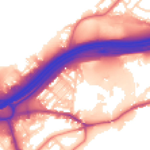 Daytime road noise heatmap for SK1 2HA