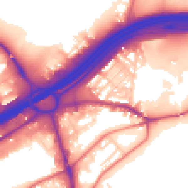 Daytime road noise heatmap for SK1 2LE