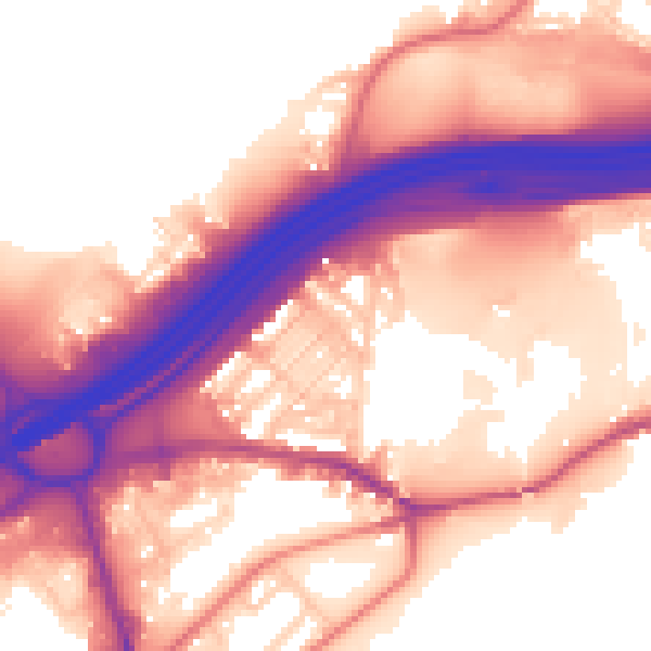 Daytime road noise heatmap for SK1 2LQ