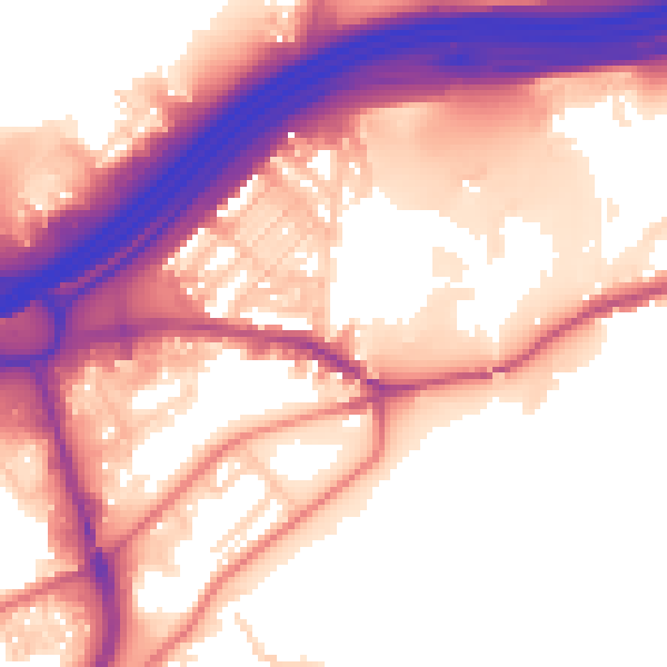 Daytime road noise heatmap for SK1 2QF