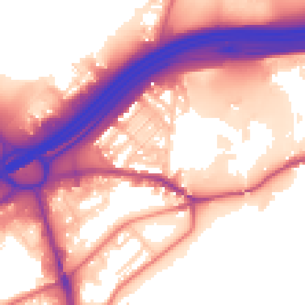 Daytime road noise heatmap for SK1 2QJ