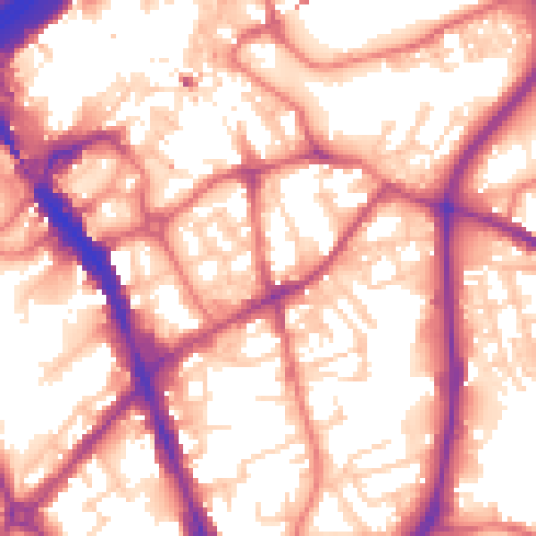 Daytime road noise heatmap for SK1 3AY