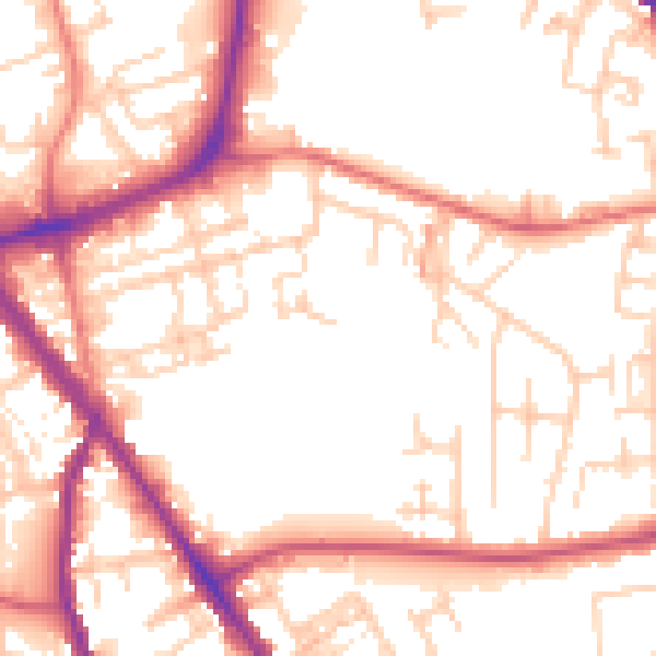 Daytime road noise heatmap for SK1 3FT