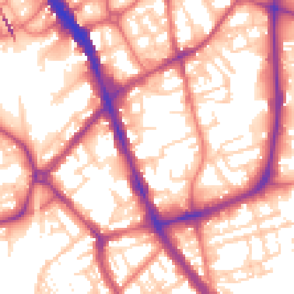 Daytime road noise heatmap for SK1 3NS