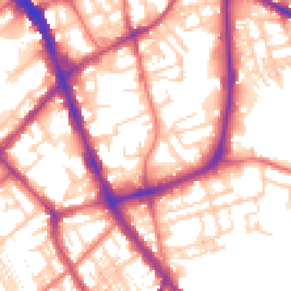 Daytime road noise heatmap for SK1 3QB