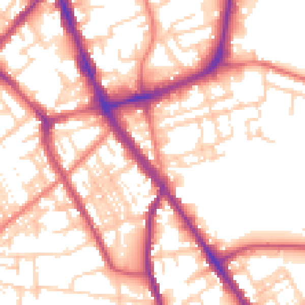 Daytime road noise heatmap for SK1 3QY