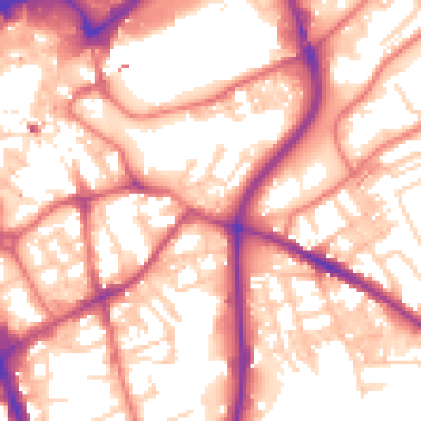 Daytime road noise heatmap for SK1 4BT