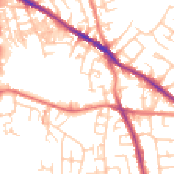 Daytime road noise heatmap for SK1 4JY