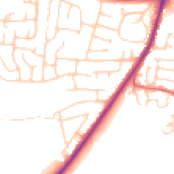 Daytime road noise heatmap for SK11 7UT