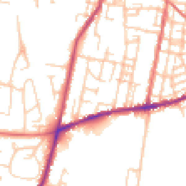Daytime road noise heatmap for SK11 8JN