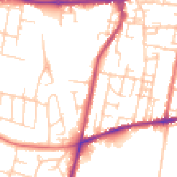 Daytime road noise heatmap for SK11 8JY