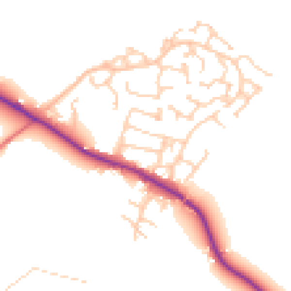 Daytime road noise heatmap for SK11 9AZ