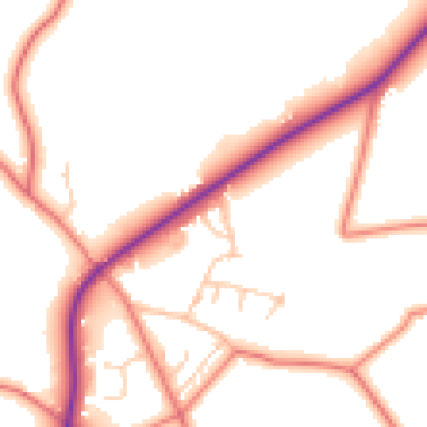Daytime road noise heatmap for SK11 9RY