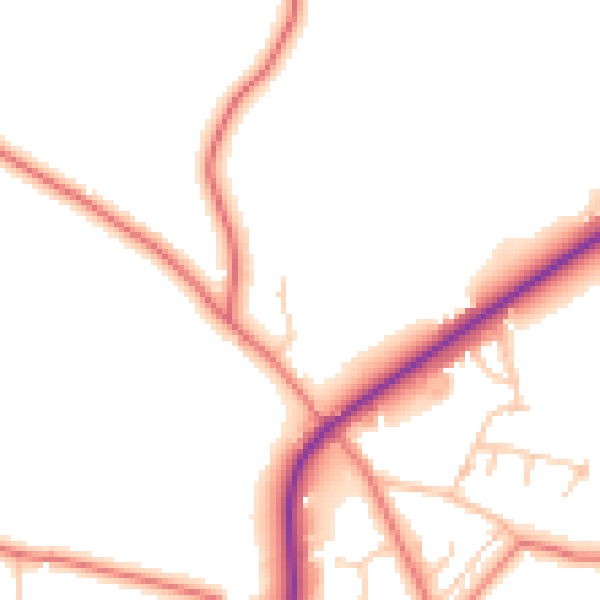 Daytime road noise heatmap for SK11 9RZ