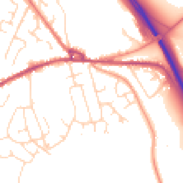 Daytime road noise heatmap for SK23 0NY