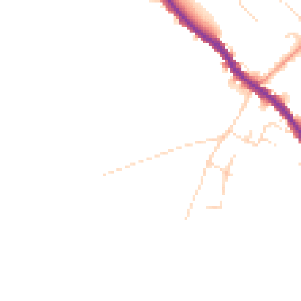 Daytime road noise heatmap for SK23 7PW