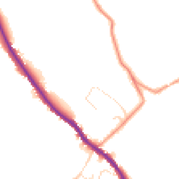Daytime road noise heatmap for SK23 7QB