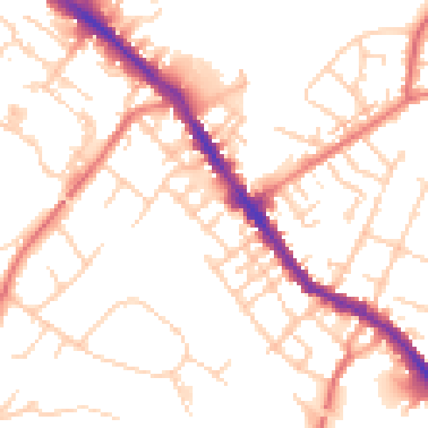 Daytime road noise heatmap for SK7 4EF