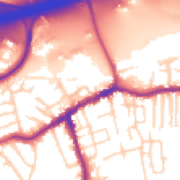 Daytime road noise heatmap for SK8 1AH