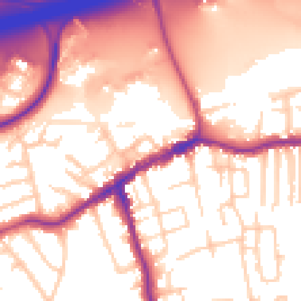 Daytime road noise heatmap for SK8 1AQ