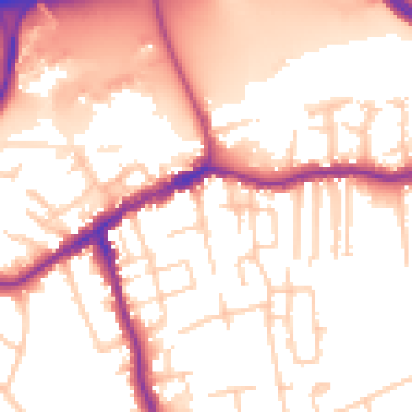 Daytime road noise heatmap for SK8 1BU